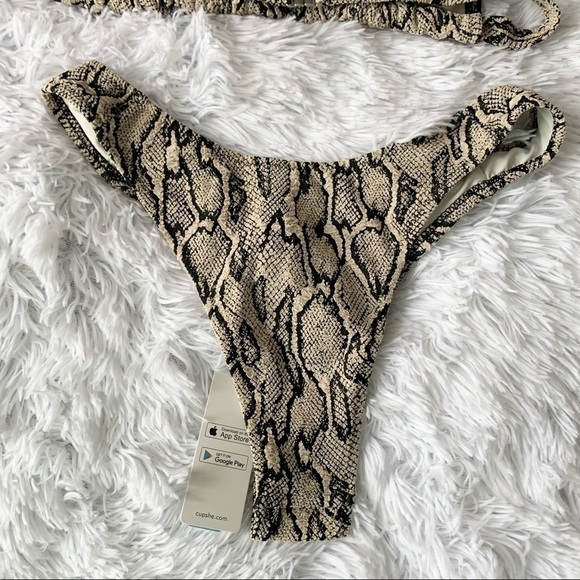 Cupshe NWT Bikini Swimsuit Low Waist V Neck Textured Snakeskin Two Piece - Picture 11 of 15